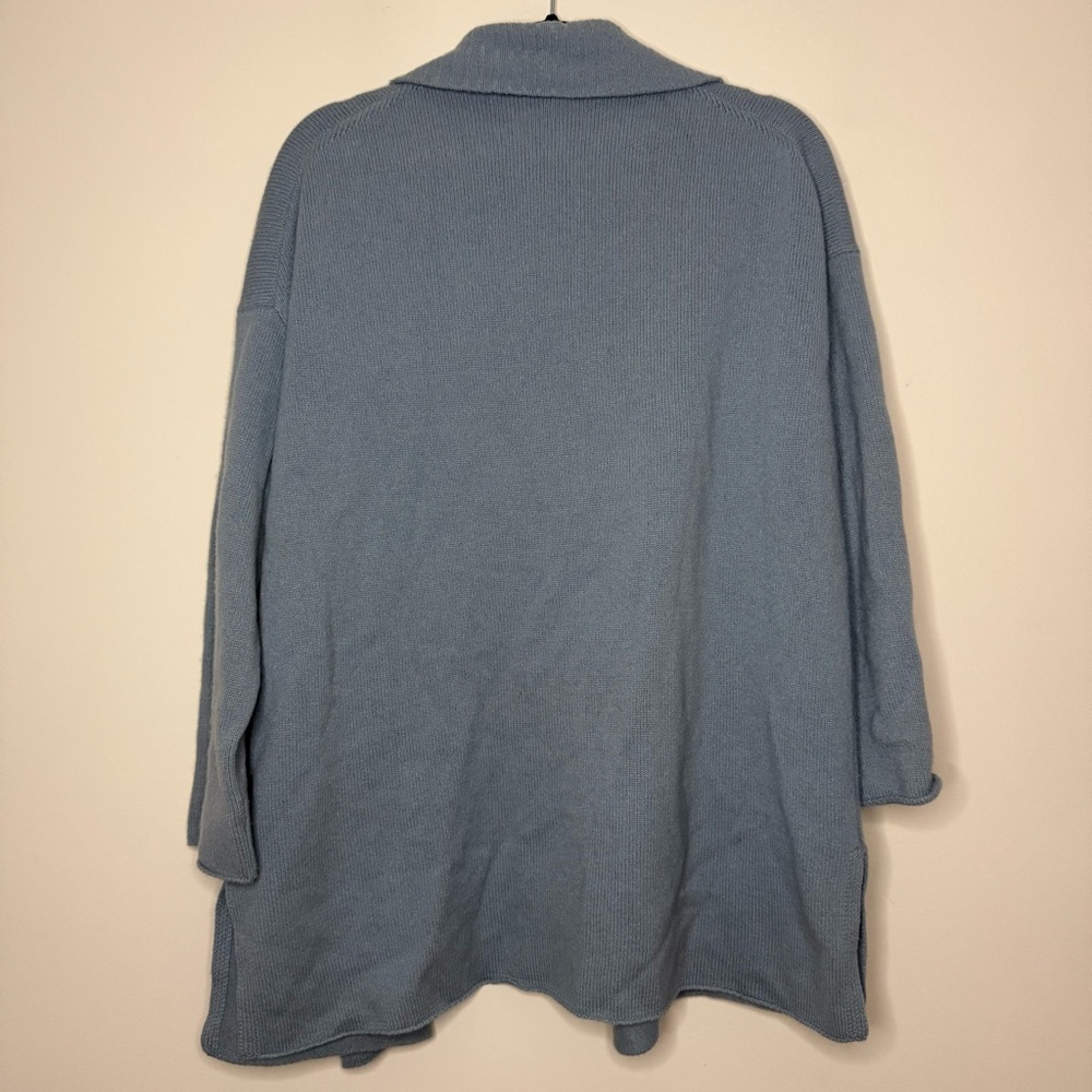 AMINA RUBINACCI Wool Cashmere Blend Baby Blue Open Front Cozy Knit Cardigan - Picture 4 of 8